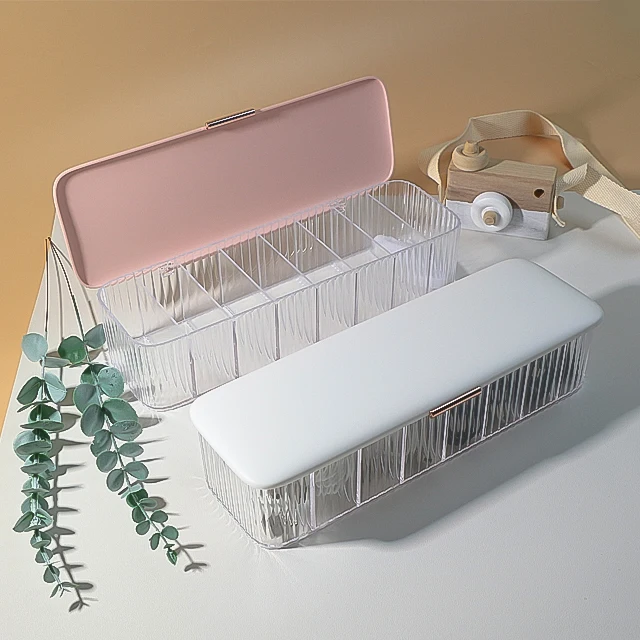 Dustproof Transparent Plastic Storage Box for USB Data Cable Rectangle Shape Cover Included