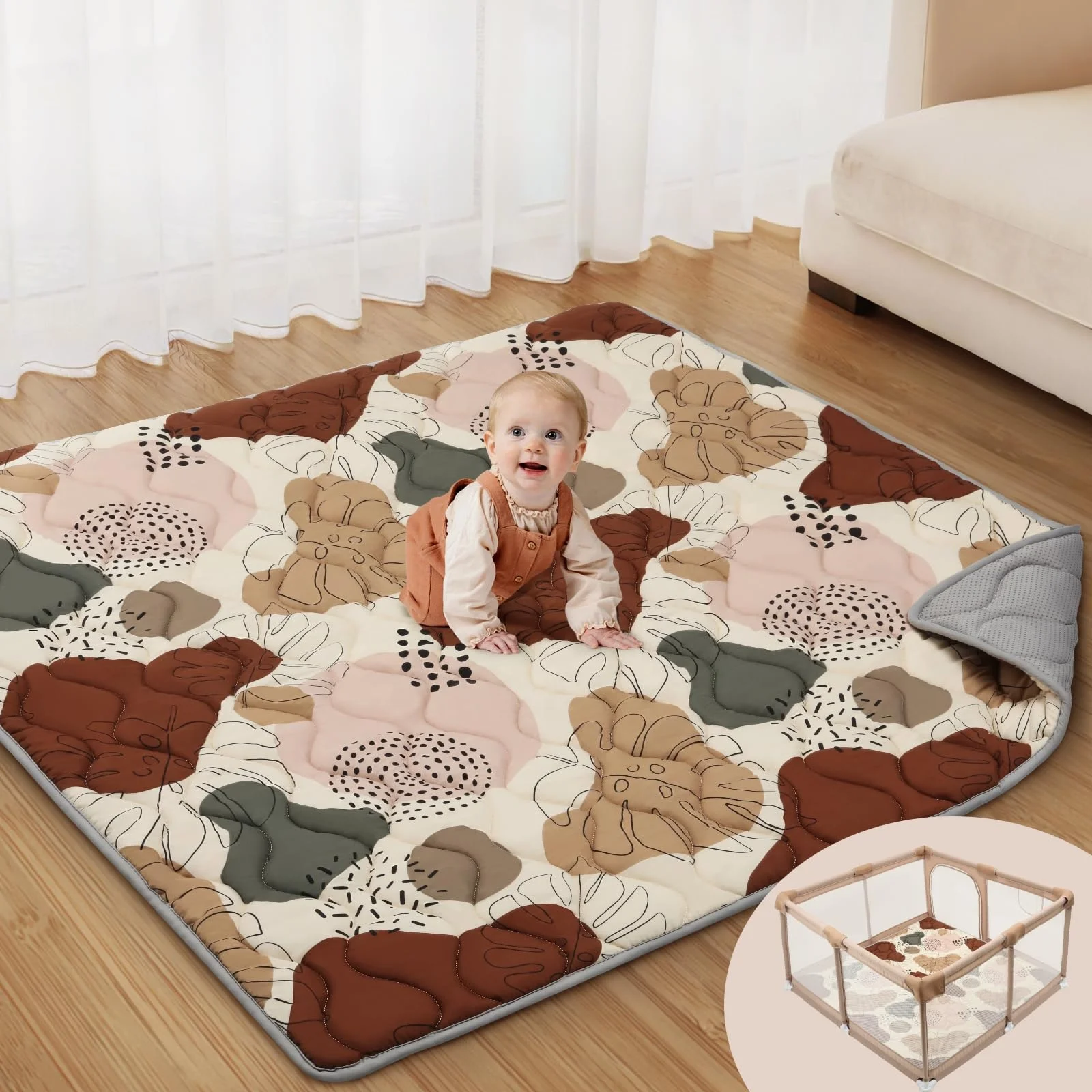 Oem Baby Playmat Foldable Washable Baby Playpen Mat Crawling Mat Soft Cushioning Foam Play Mats