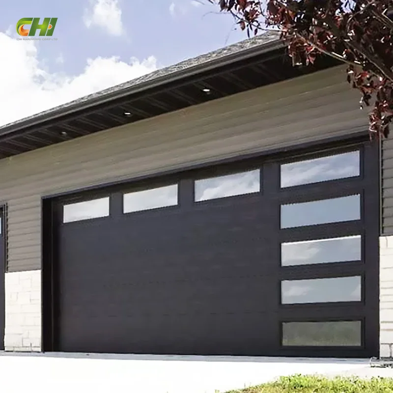 European Style Custom Design Automatic Sectional Garage Doors  9x8 9x7 PU Foam Insulated Panel Garage Door for Sale