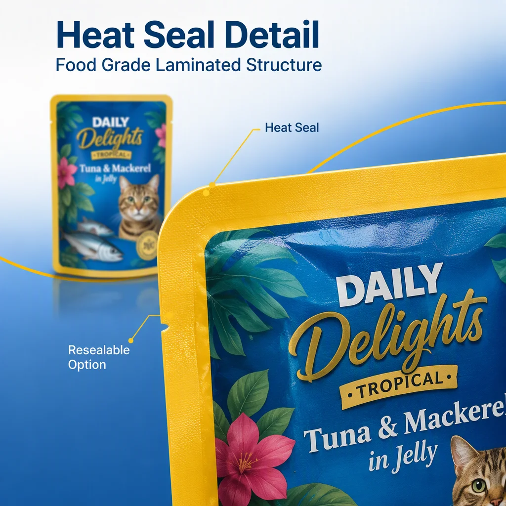 DQ PACK Custom Retort Doypack Aluminum Laminated Foil Wet Pet Cat Food Pouch High Temperature 121 Food Grade