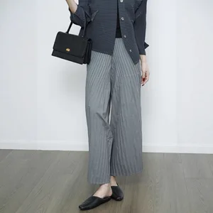 2025 New Women's Pleated Pants Stylish Hand-Pleated Wide-Leg Pants Free Size Loose and Casual Miyake Trousers