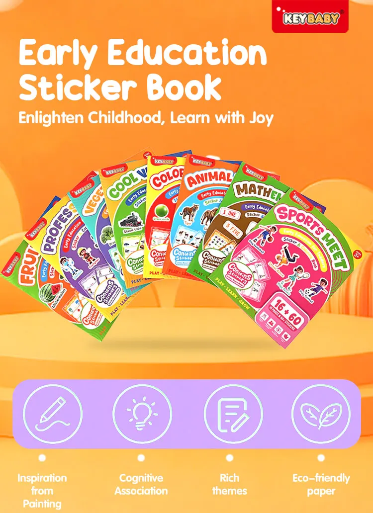 product custom 2026 keybaby learning traceable magic books early educational reward sticker  coloring books for children-5