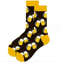 Fashion Beer Wine Stamp Custom Design Cotton Unisex Crew Socks Men Women Breathable Wholesale