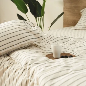 Durable 100% Pure Flax Linen Bedding Set European Linen Fabric Bed Sheet Mattress Cover