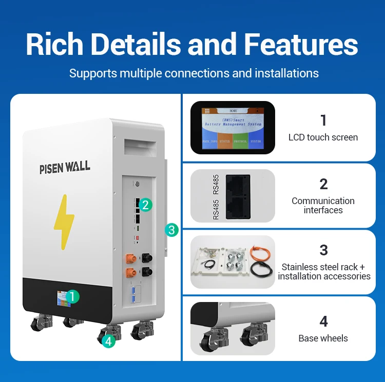 PISEN 5kwh 10kwh Lithium Ion Powerwall Home Battery Energy Storage Inverter Hybrid Rechargeable Lithium Ion Batteries for Home