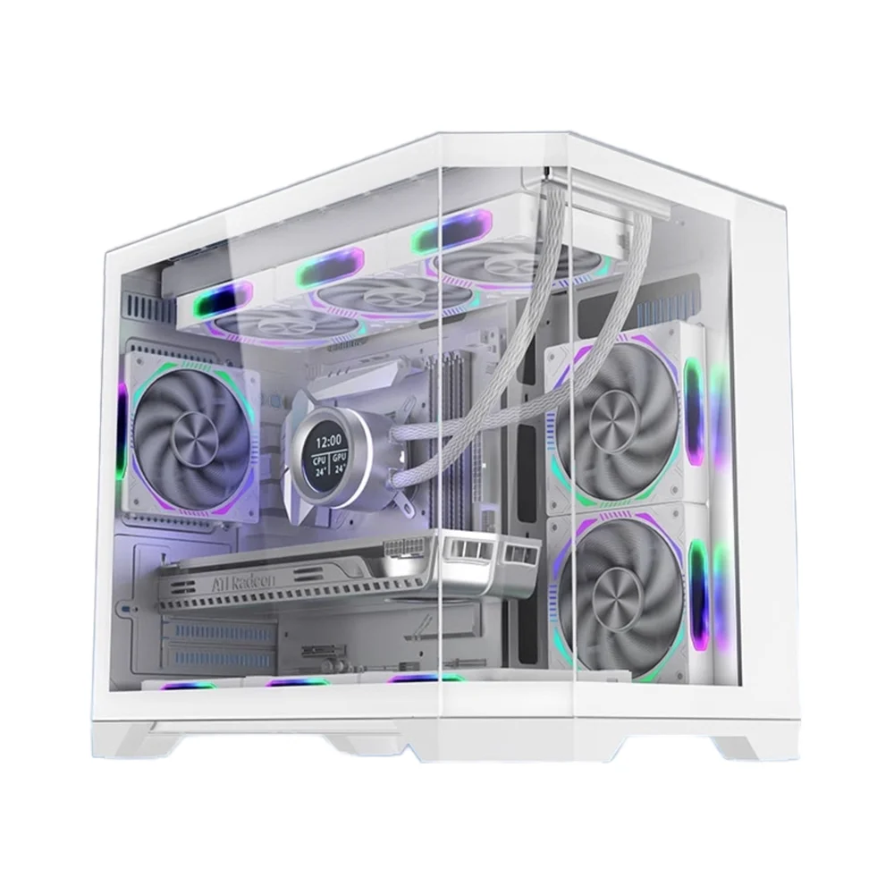 SNOWMAN CS090 Mini PC Case Supports MATX IATX 9 Fans 360 Liquid Cooler Mesh Aluminium Material USB Front for Gaming Computer