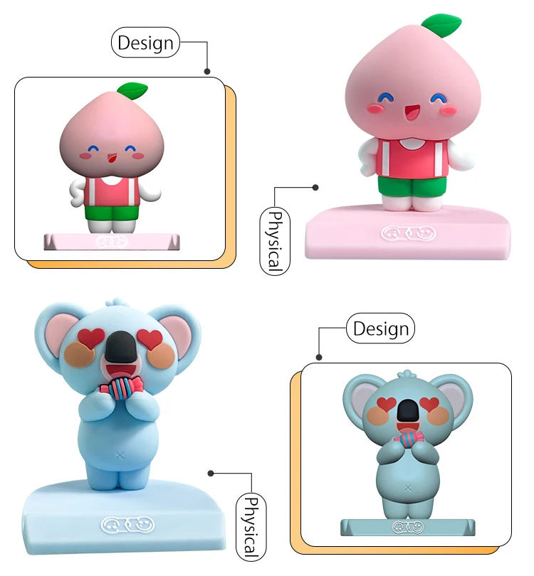 product customized pvc cartoon mobile phone holder professional plastic doll gift pendant metal car accessories design drawings samples937-59