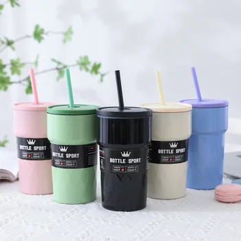 Stainless Steel Coffee Mug Modern Design 510ml Capacity Student/Couple Straw New White Pink Black Blue Green Business Gifts