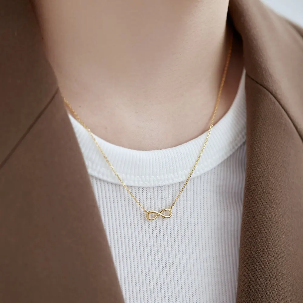 KAKODIY Valentine's Day Sweet Simple Promise 92.5 Gold Silver Color Adjustable Jewelry Girls Size 8 Infinity Necklace detail 1