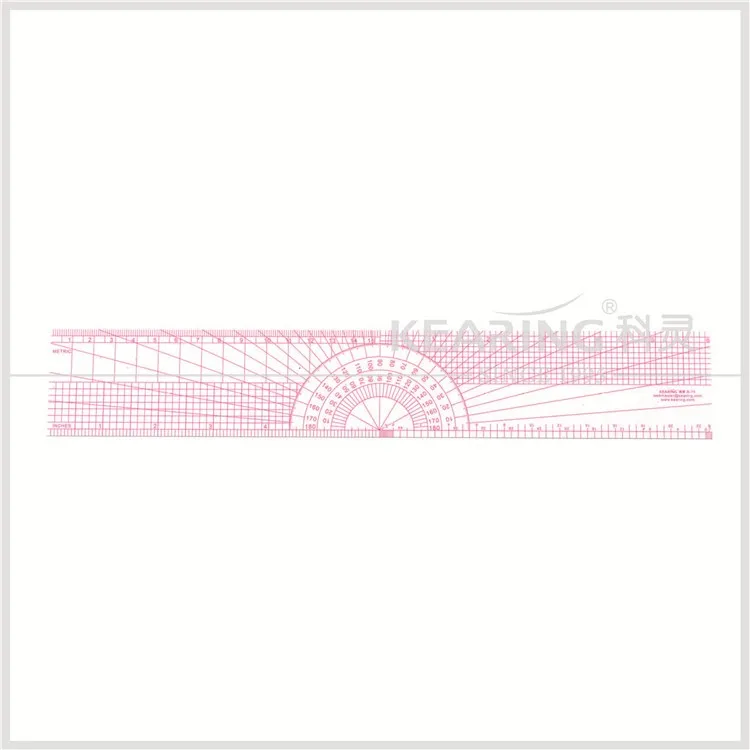 Kearing Flexible Multi Purpose Pattern Grading Ruler 30cm & 12inch With Sandwich Printed Protractor in the Center#B75