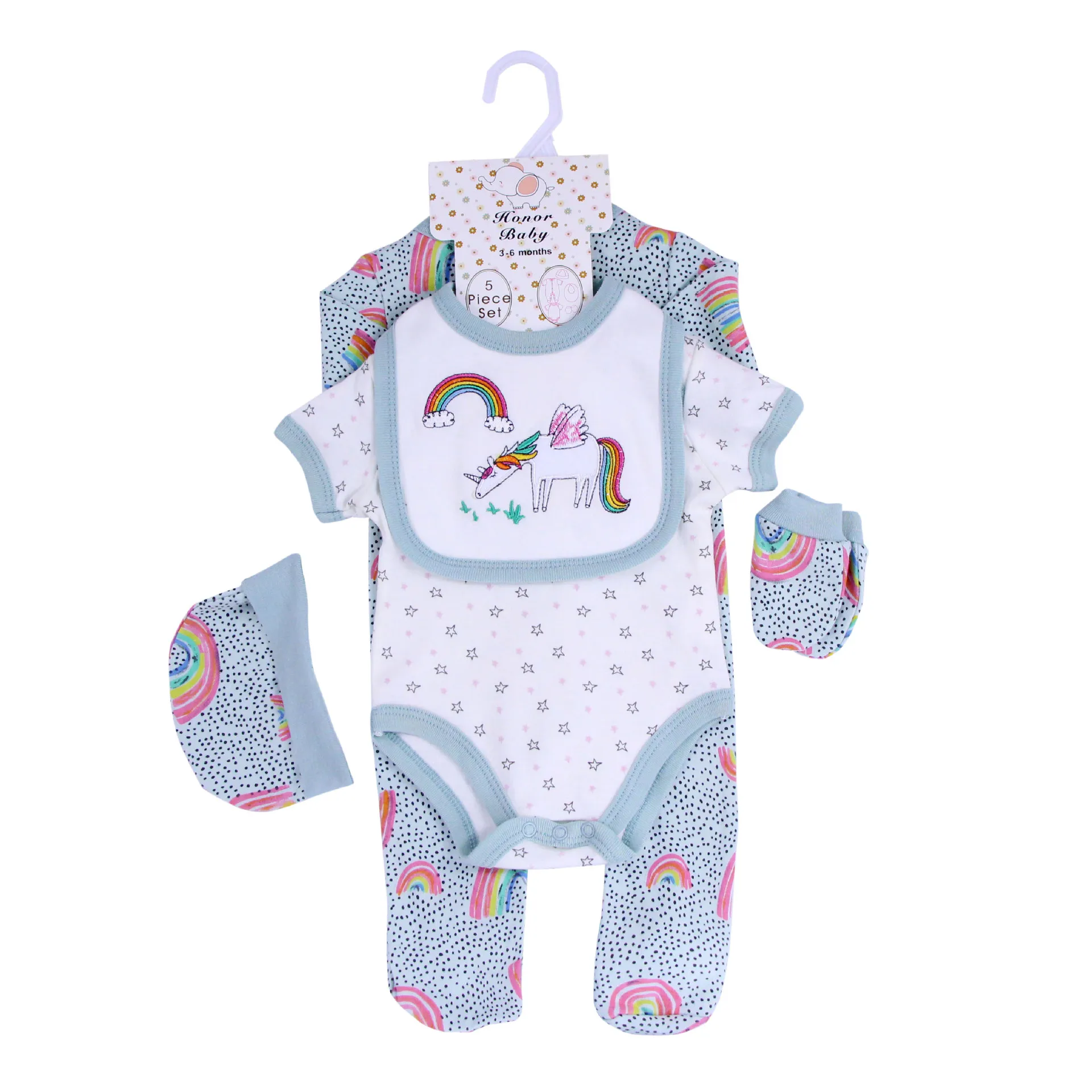 5 pcs set newborn baby clothes outfit gift romper jumpsuit body jumpsuit bib wholesale kids clothes cotton boutiques stock