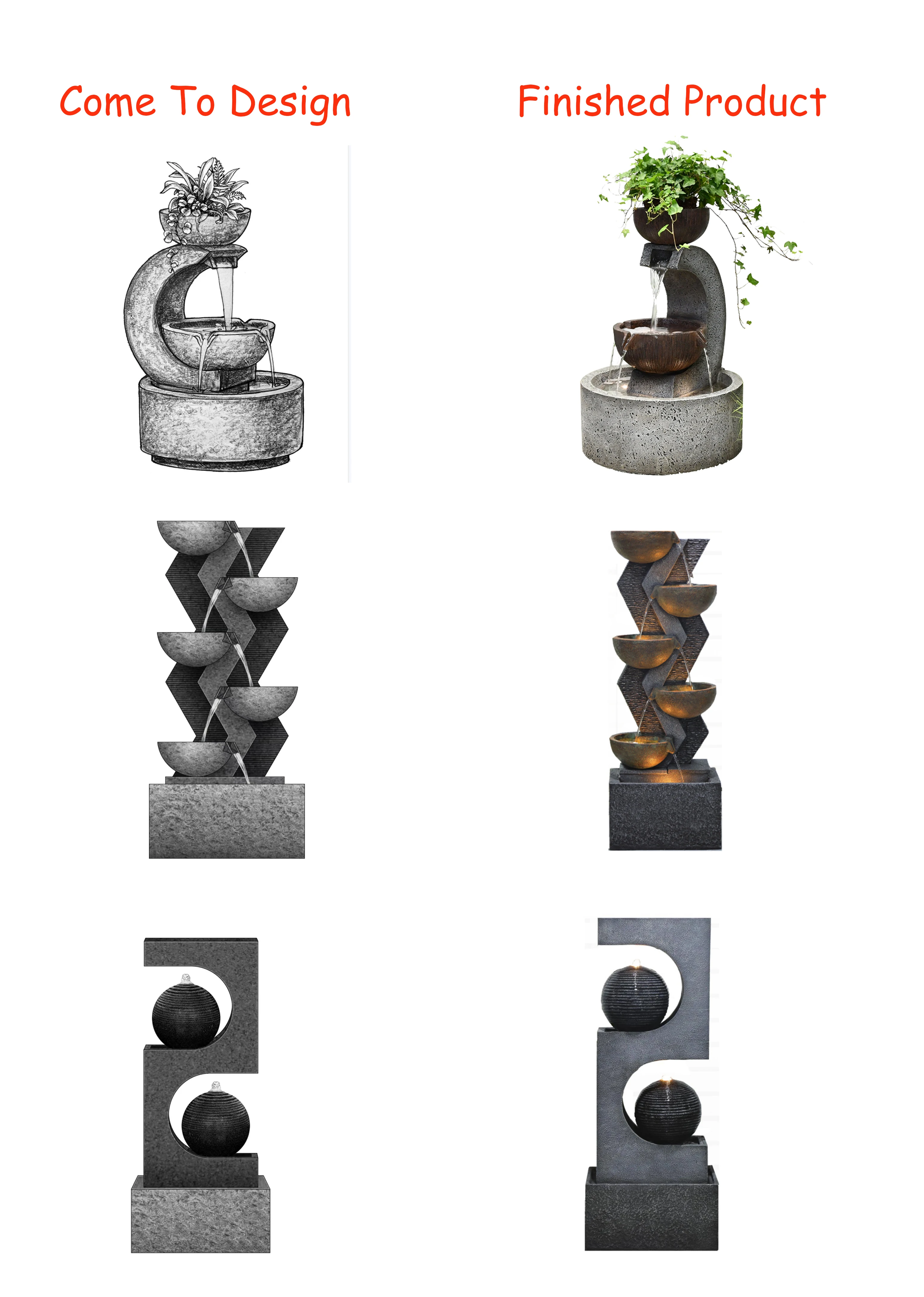 Modern Floor Standing Water Fountain Indoor Outdoor Water Feature