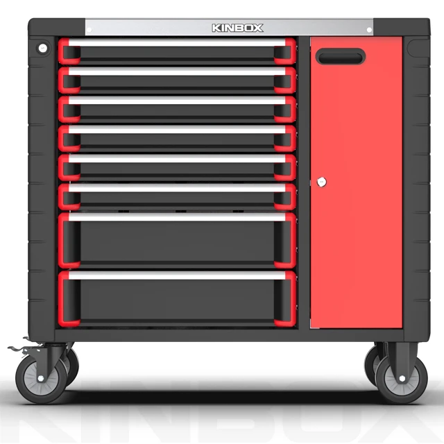Kinbox 38 Inch Metal Worktop Orange Tool Box with a Single Door