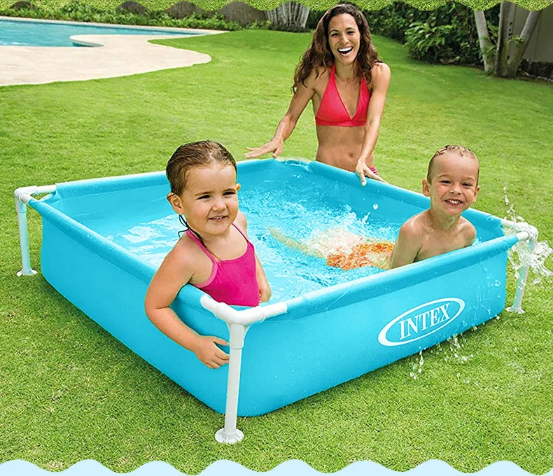 Intex Mini Frame Pool Square Kids Wading Kiddie Swimming Pool Blue for sale online 
