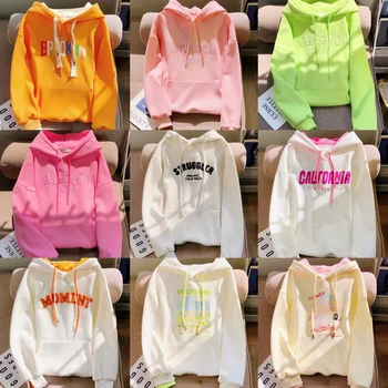 Wholesale casual and versatile women's printed embossed super large hoodies and sweatshirts from manufacturers