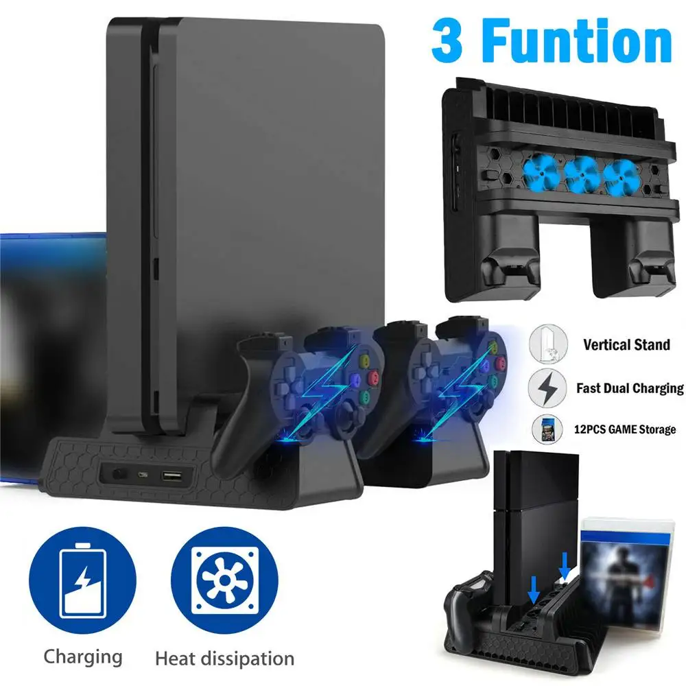 DOBE 多機能縦置き冷却スタンド デュアルUSB充電ドック付き PS4/PS4