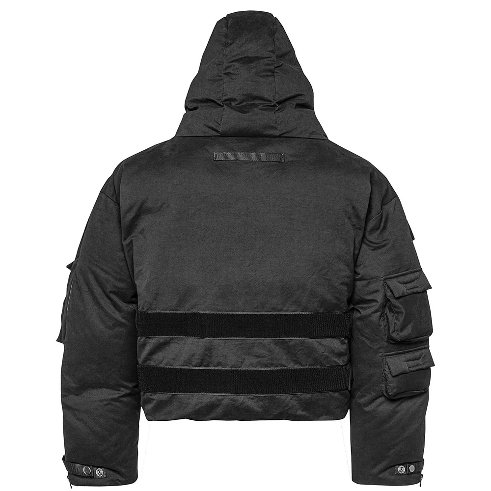 Streetwear Waterproof Men's Bubble Down Coats Blank Custom Multi Pockets Outdoor Black Winter Puffer Jacket For Men_voghion.com