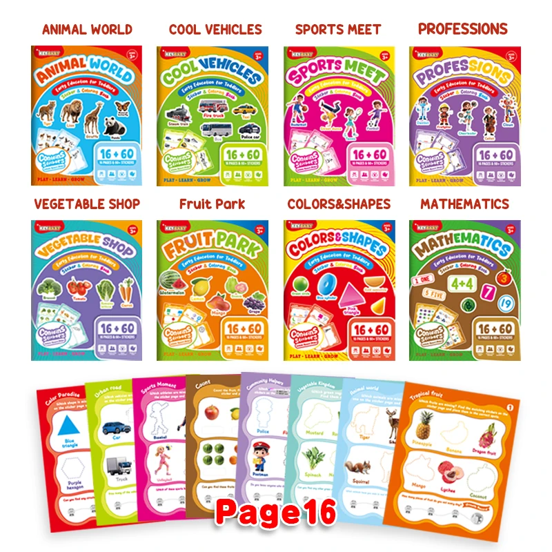 Custom 2026 Keybaby Learning Traceable Magic Books Early Educational Reward Sticker & Coloring Books for Children