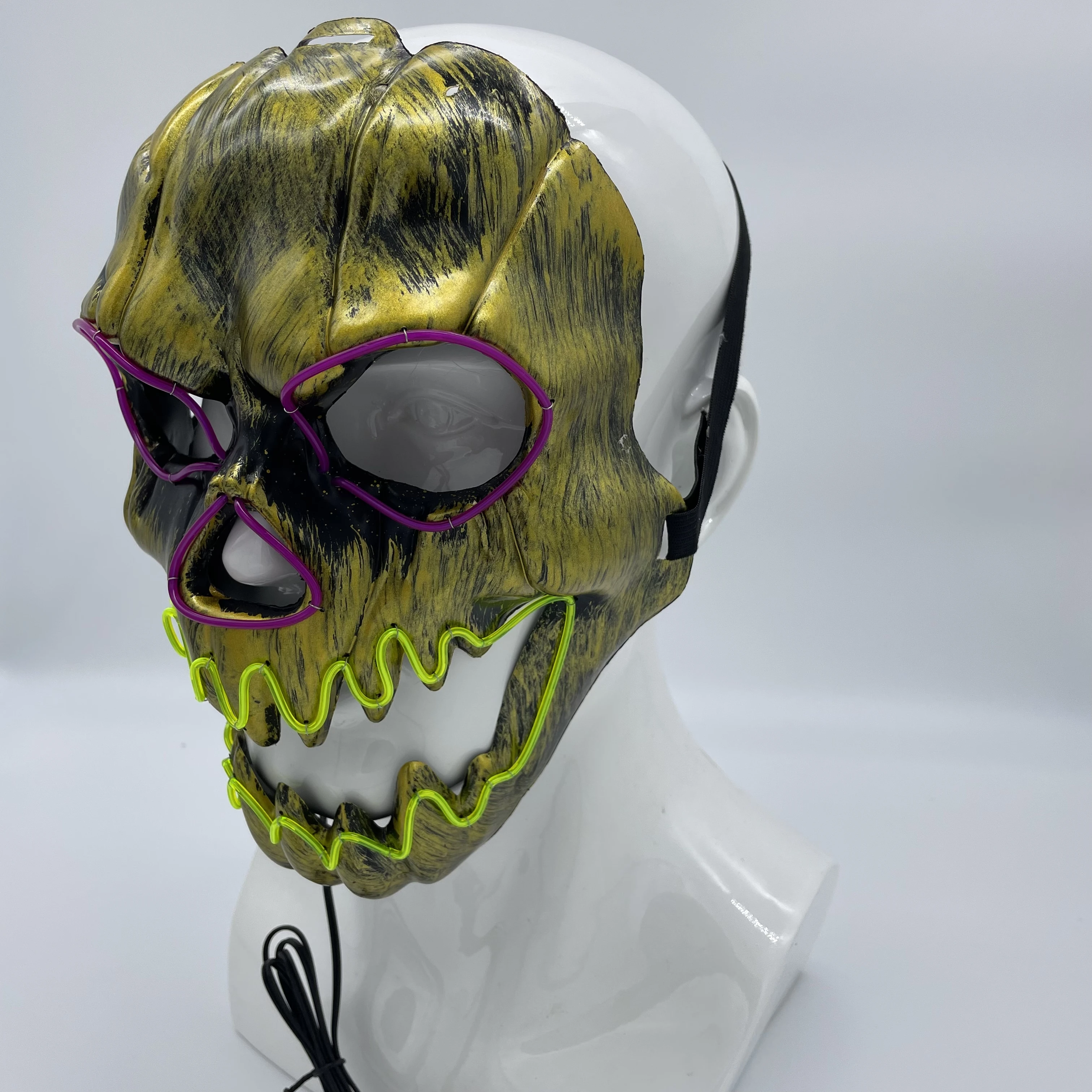 LED PVC Face EL Wire Full-Face Neon Dance Costume for Halloween Festival Rave Comic Con Cosplay Burning Man EDM Other Events