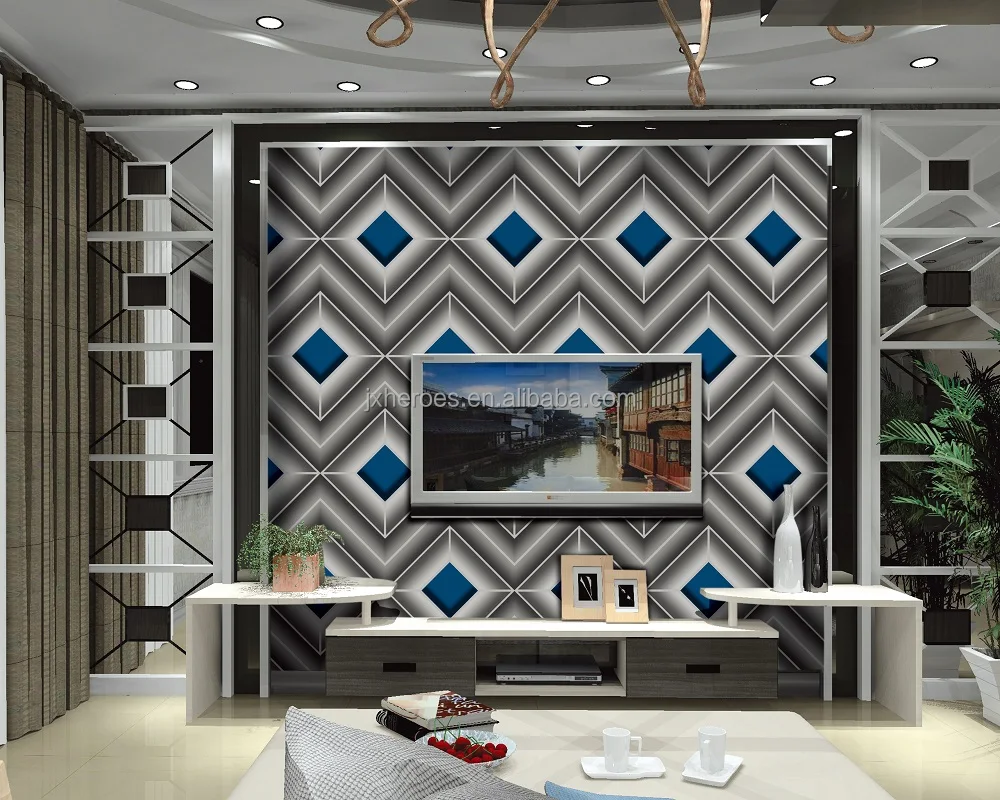 Three Dimensional Quadrilateral Pattern Modern 3D Wall Paper Wallpaper
