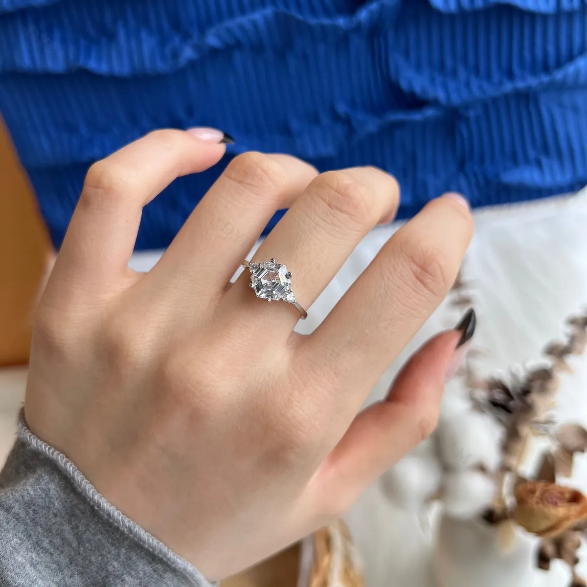 KAKODIY rings fashion trend jewelry hexagonal 925 Sterling Silver silver zircon wedding ring detail 5
