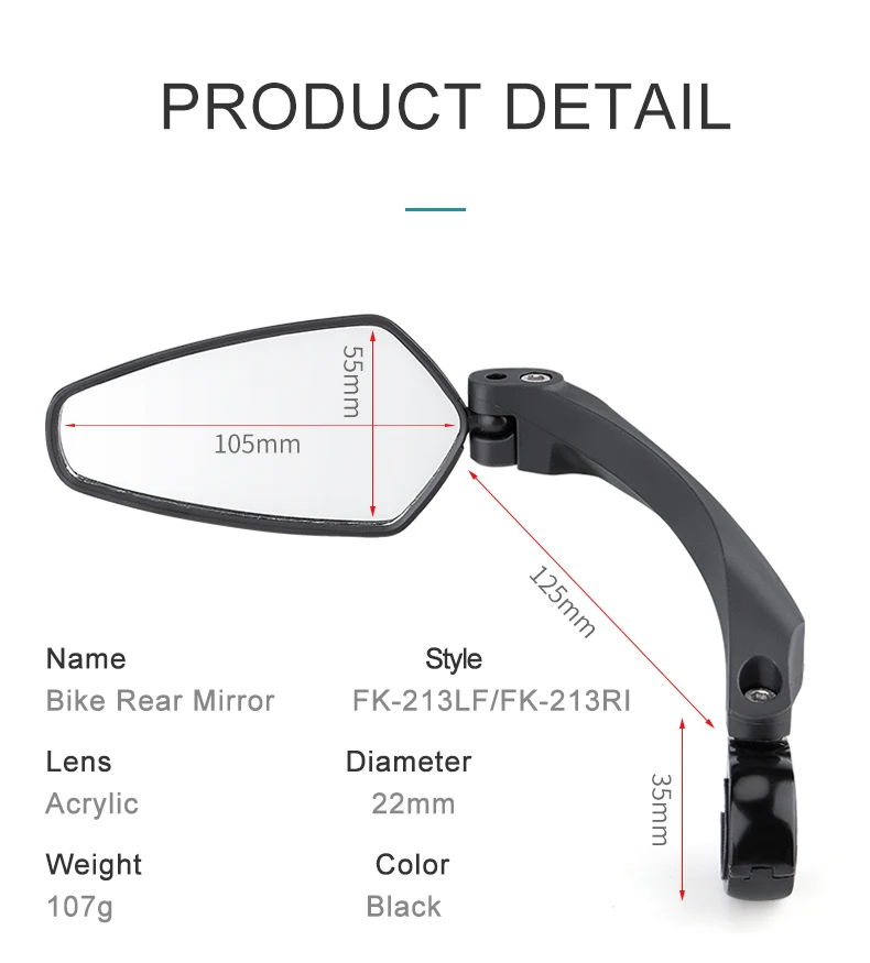 Cycling Bicycle Rear View Mirror Wide Range 360 Degree Adjustable Rearview Mirror for Bike