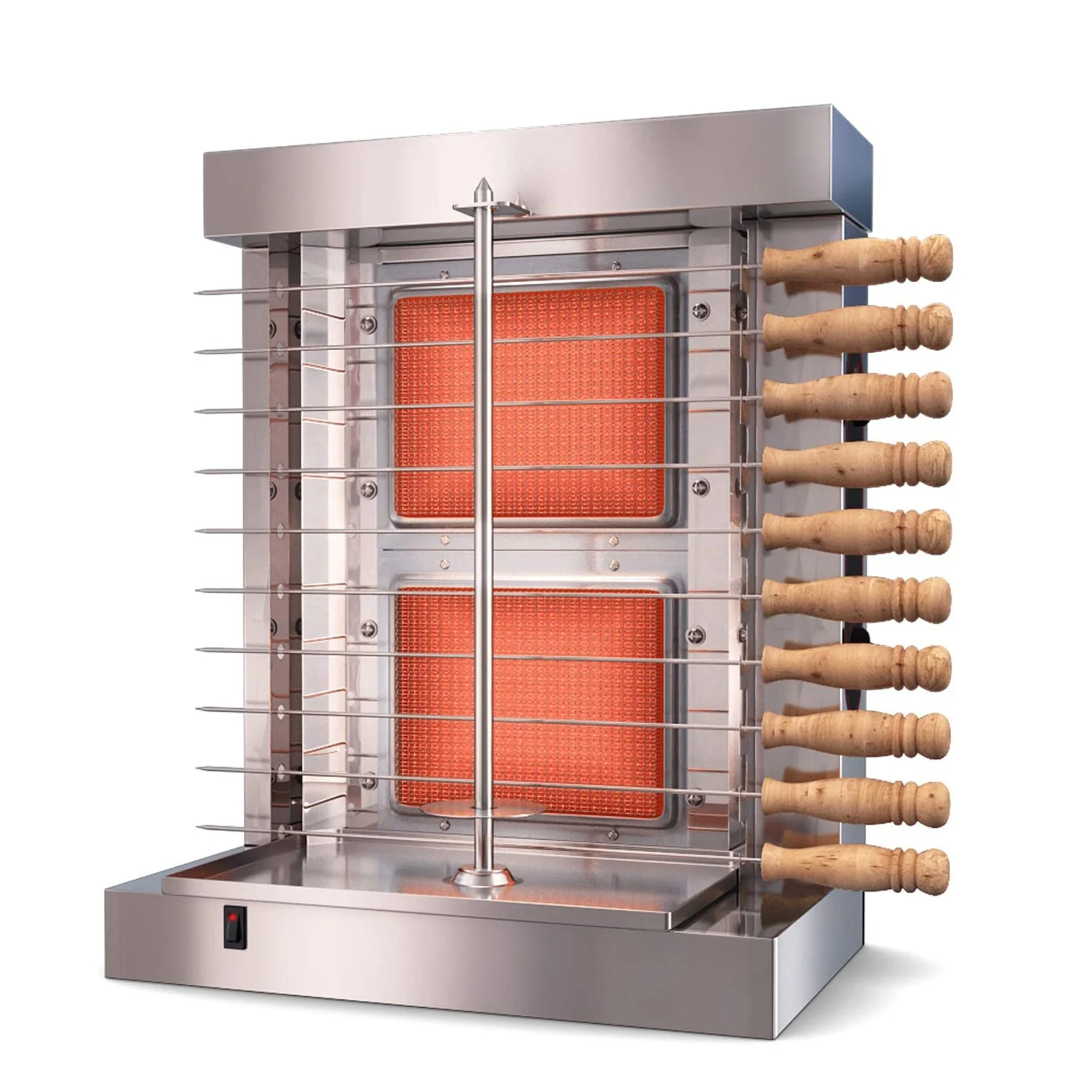 Supertise Vertical Broiler Automatic Burners Machine with 10 Side Kebab  Skewers Doner Kebab Shawarma Gas Burner Grill
