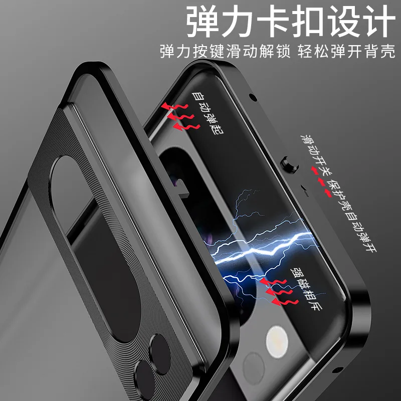 Business Style Suitable for Google Pixel 7/8 Pro Snap Button Phone case Metallic Single-sided Magnetic Protective case
