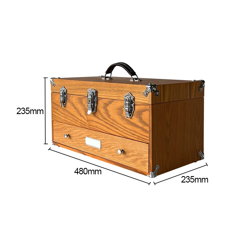 Factory Direct Custom Double Layer Solid Wooden Tool Box Custom Wooden & Bamboo Packaging Boxes