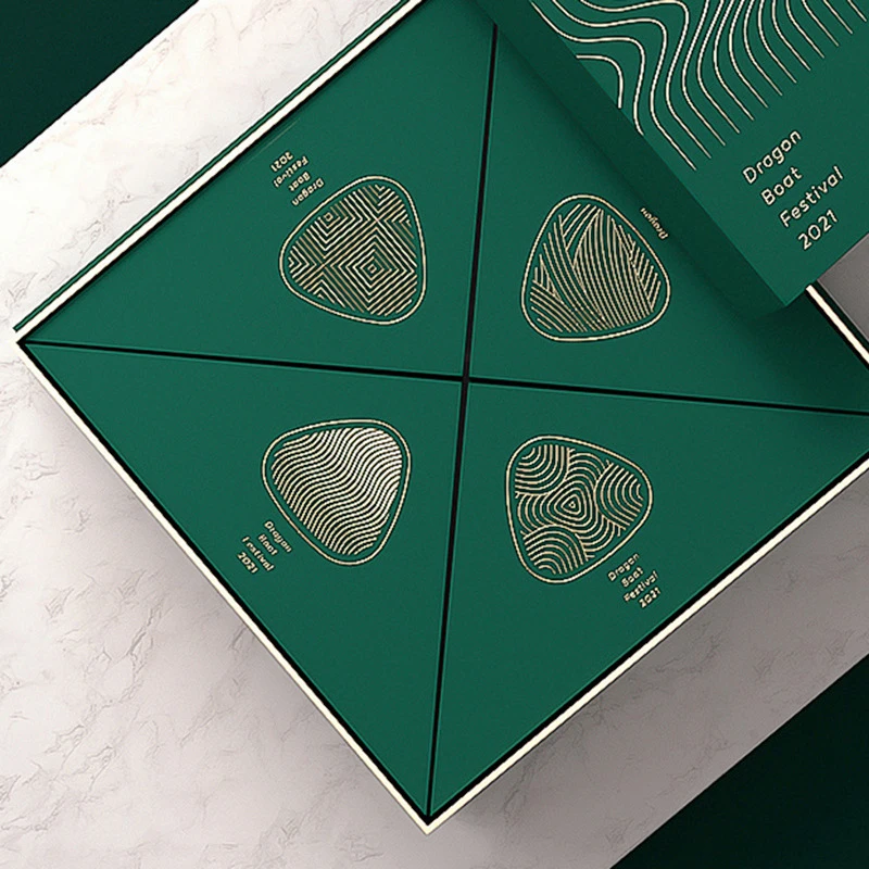 ISO9001 Double Door Design Gift Box for Dragon Boat Festival Hot Gold Silver Logo Printed Rice Dumpling Packaging Boxes Paper
