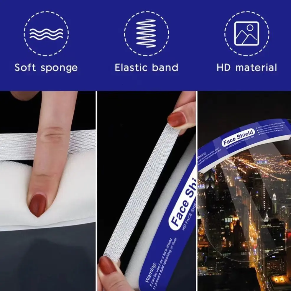 Anti Virus Transparent PET Face Covering Anti-fog Plastic Face Shield