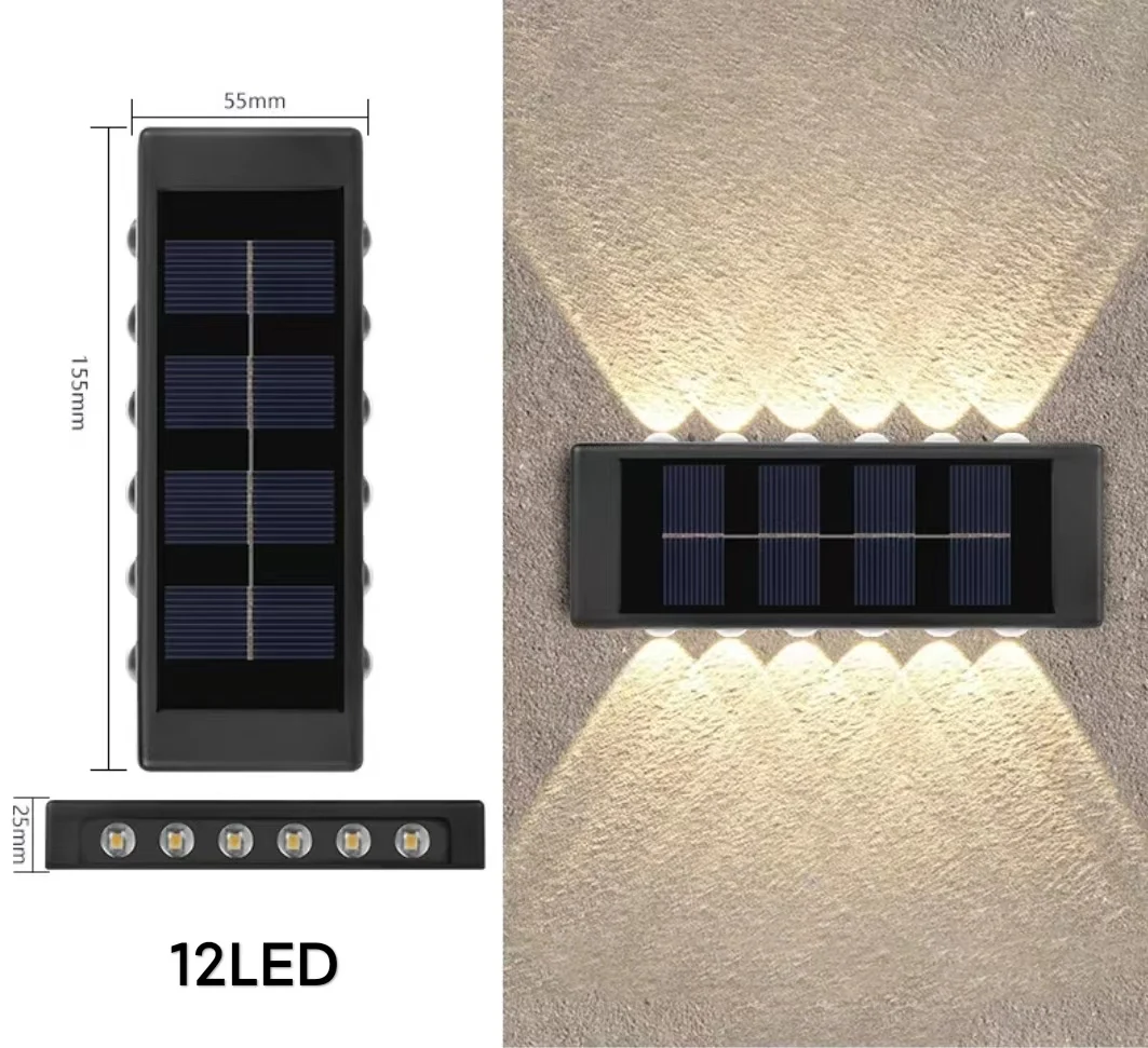 4LED 6LED 8LED 10LED 12LED 16LED up and Down Solar Wall Light Outdoor Decoration Garden Courtyard Home Wall Light Waterproof
