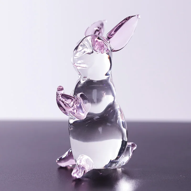 Gros œuvres exquises et délicates en cristal artisanal, ornements de bureau, décorations artistiques, modèles de lapin en verre cristal
