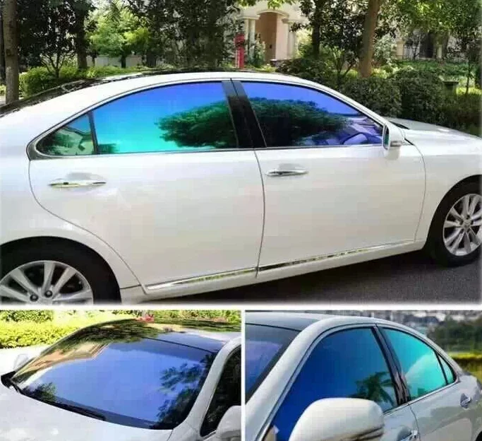 Free Sample VLT 85% 70% Red Blue Color 60in*100ft Car Solar Window Tint Film Chameleon Window Film