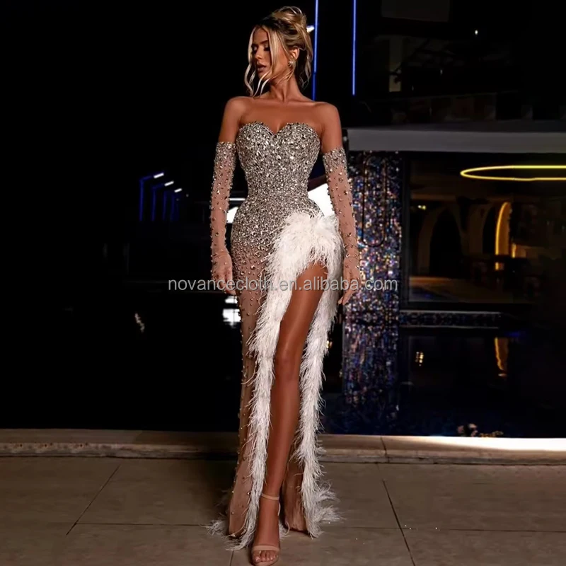 alibaba fashion dresses Novance Y4882 New Design Fashion Trending Womens Clothing Strapless Prom  Dresses Elegant with Gloves for Birthday Party| Alibaba.com
