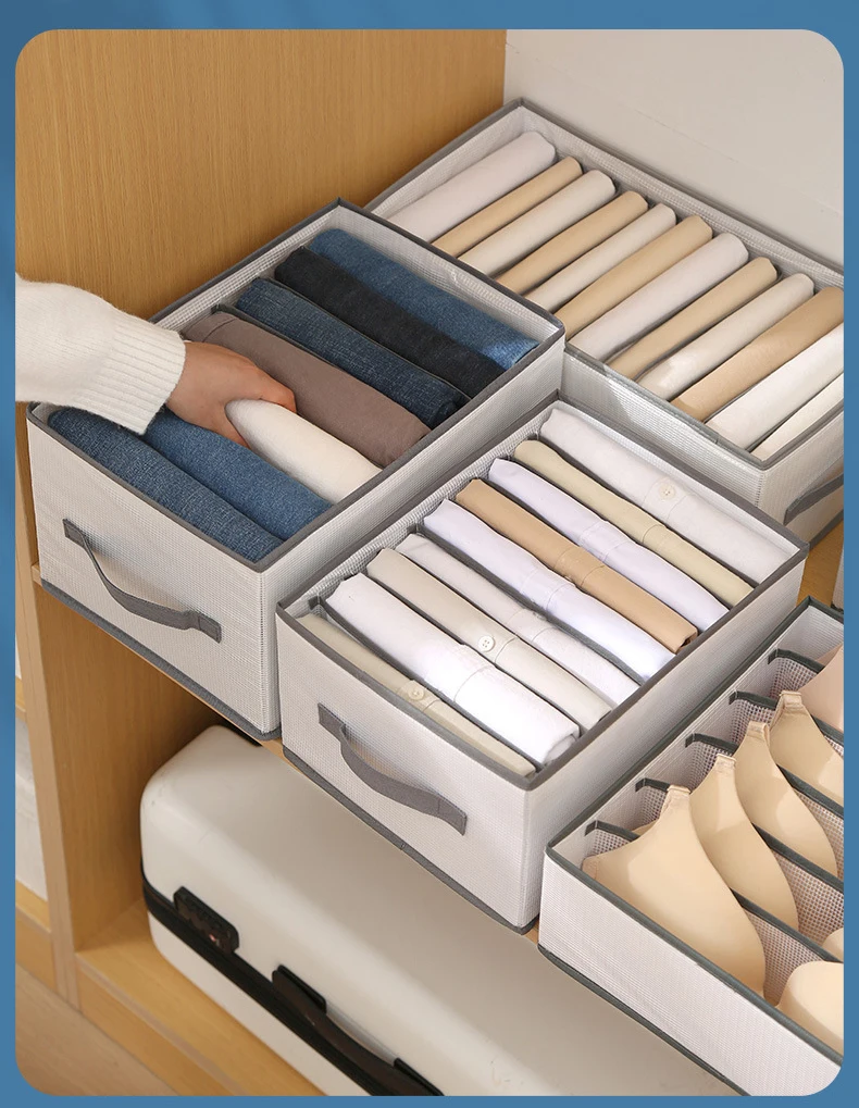 Collapsible Wardrobe Clothes Organizer 7 Grids Drawer Organizers