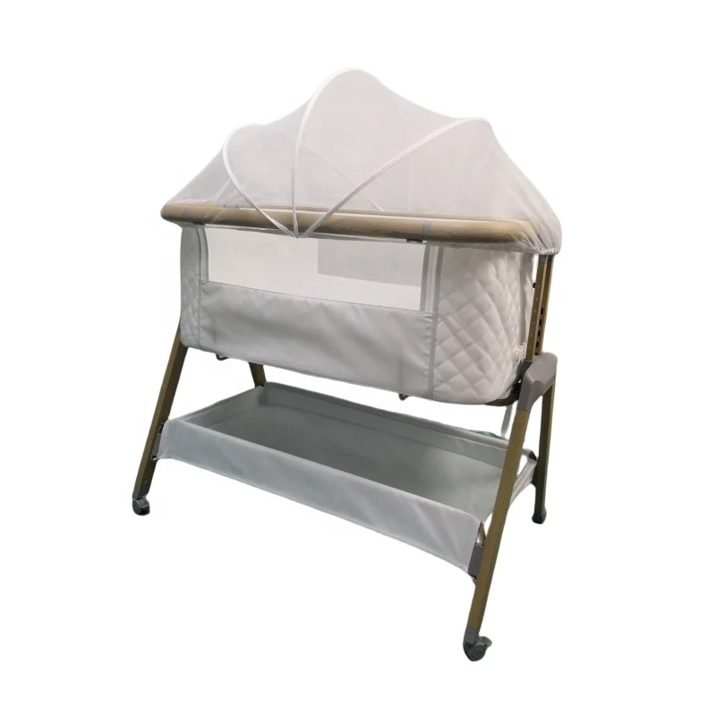 Multi-functional Metal Frame New Born Baby Bassinet Convertible Travel  Organic Cotton Round Carry Sleeping Baby Bed Cot