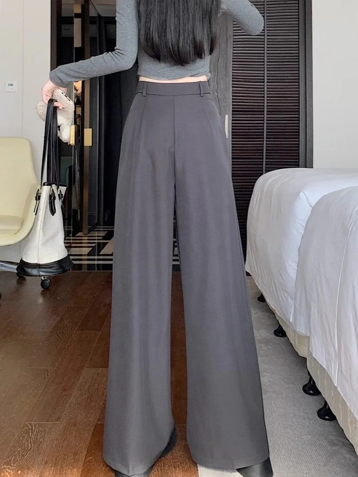 Women's Wide-Leg Pants 2025 Summer New Arrivals High-End Drapey Loose-Fit Straight-Leg Trousers for Petite Figures