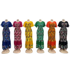 New Wholesale Women's Floral African Fashion Printed Round Neck Short Sleeve Dress