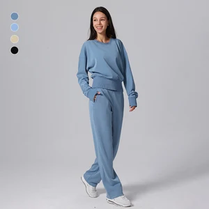 High Quality Custom Sport Wear Sweatshirt Jogging Set Women Casual Sweatpants and Pullover Tracksuit Fall Comfortable Jogger Set