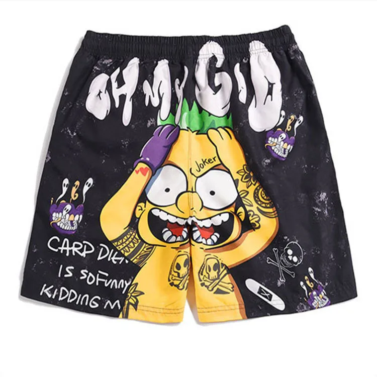 Summer Elastic Waistband Custom Design Pattern Printing Beach Shorts 100% Polyester Men's Swim Shorts Trunks220_voghion.com