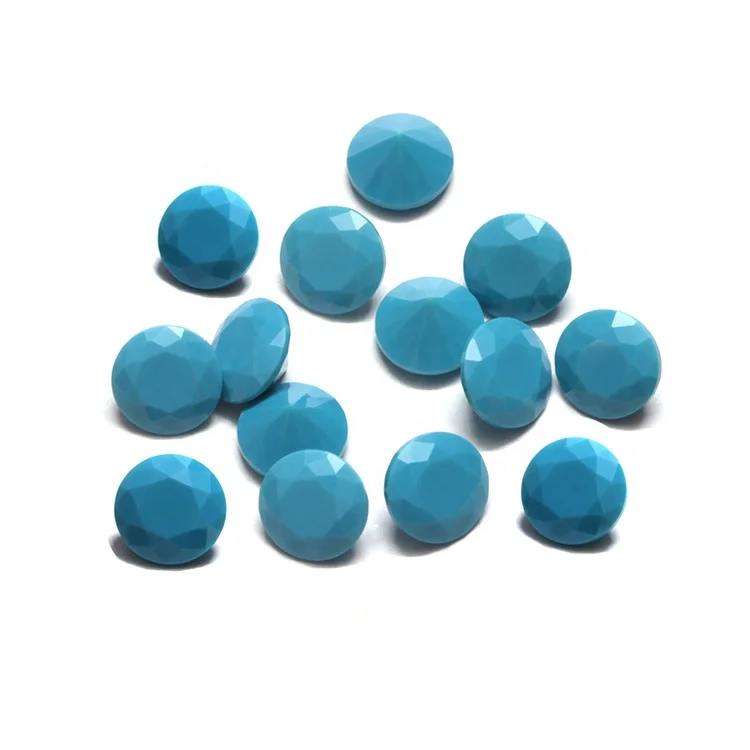 Small Size Point Back Loose Round Shape Synthetic Nano Blue Turquoise for Jewelry Making
