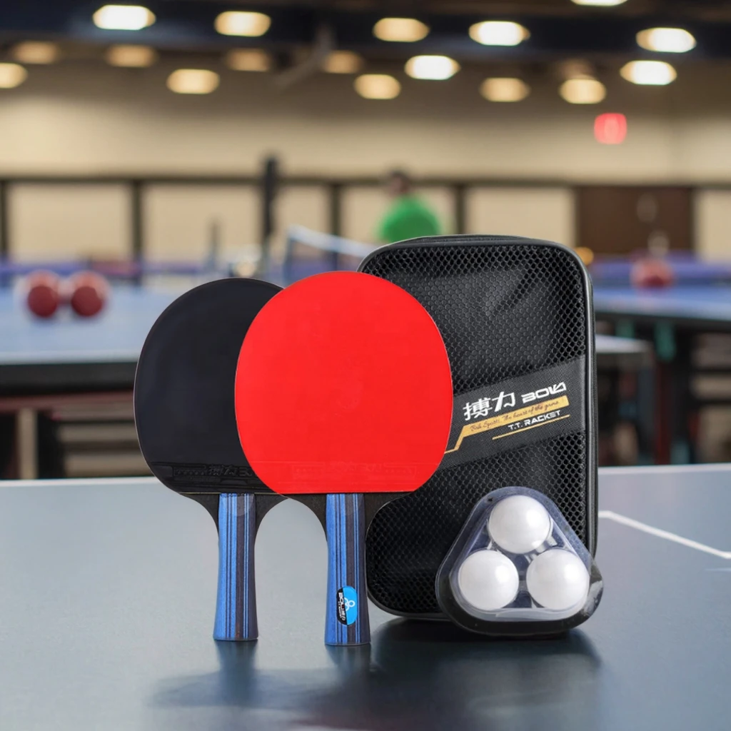Boli Professional Table Tennis Racket Set Wood and Rubber Ping Pong Bat Paddle for Sport Use