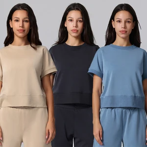 Custom High-Quality Sports Short Sleeved Tops Casual Round Neck Short T-Shirts Gym Women Fitness Running Yoga Sports Clothes Top