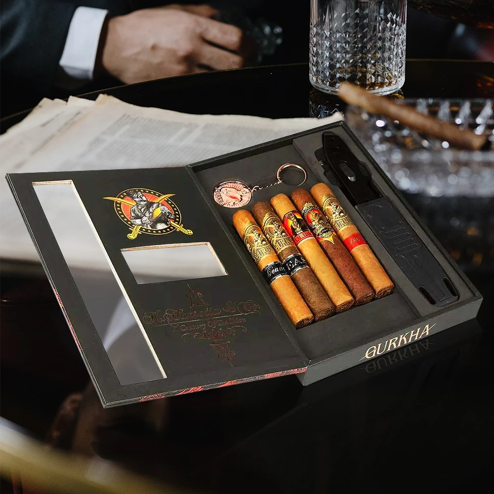 10 Cigars Sample Case Custom Tobacco Packaging Rigid Paper Wrapping