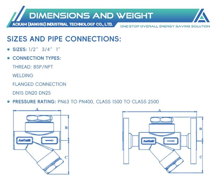 AcKaM Chinese Professional ATD542 Thermodynamic Steam Trap Manual Control General Application manufacture