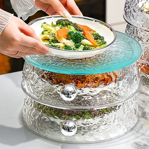 Double Layer Stackable Dust Proof Plate Food Cover Round Shape Long-lasting Insulation Dish Cover