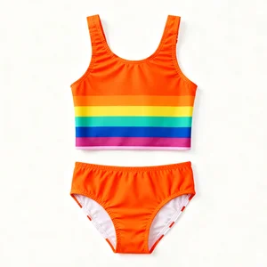 OEKO TEX Eco-Friendly Breathable Soft Spandex/Polyester Wholesale Girls Two-Piece Infantil Toddler Baby Swimwear