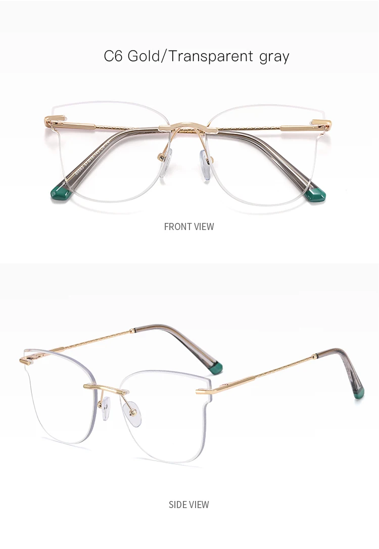 New Arrival Rimless Eyeglasses Frame Optical Glasses Uv400 Protection Eyewear Trends Uv400