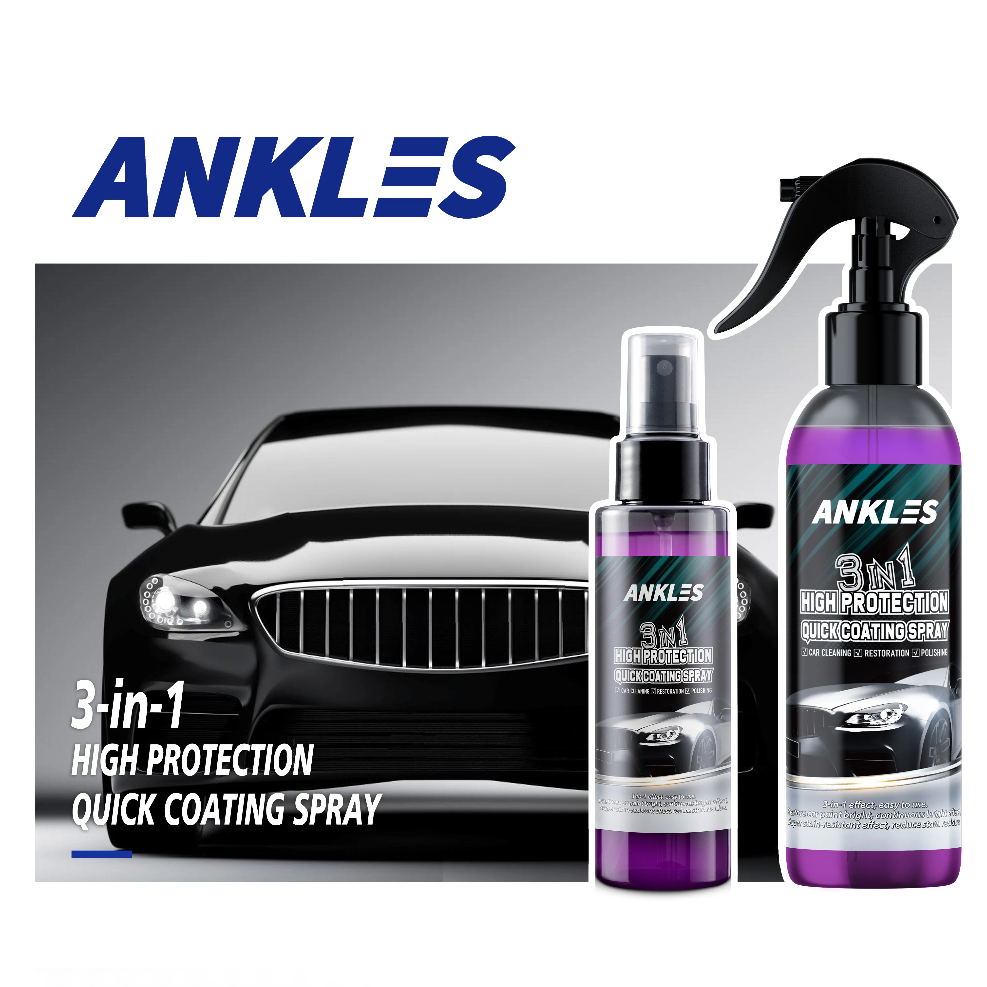 ANKLES 120ml Waterproof Polish Renew Foam Cleaner Car Coating Spray 3 in 1  High Protection Quick Coating Spray